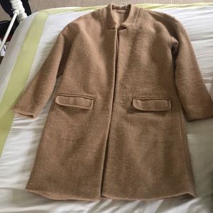 Tan wool knee-length coat